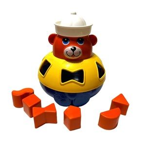 Vintage Playskool Bear Shape Sorter Yellow Blue